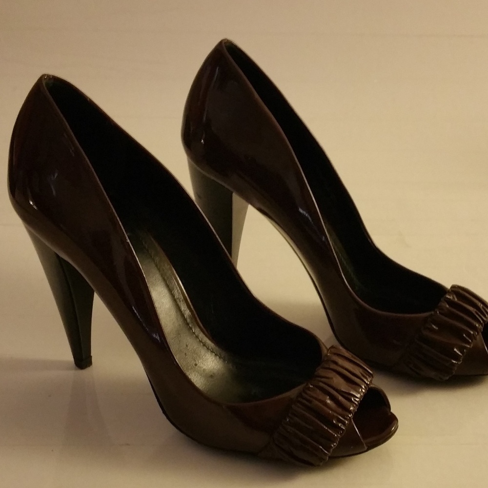 BURBERRY Women's Leather Open Toe Pumps Heels US 8